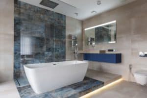 Large-format tiles in a Windsor home bathroom