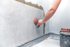 Installing large-format tile in modern Windsor home